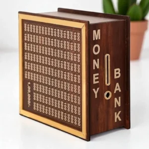 Drova Wooden Money Saving Box with ₹1,00,000 Goal Tracker Coin Bank